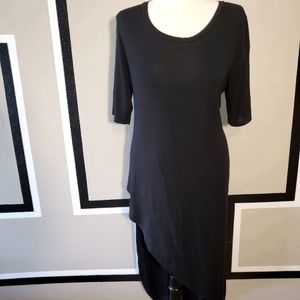 Black long, high cut, fashion tee